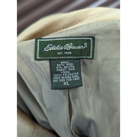 Eddie Bauer XL Tan Wool and Angora Rabbit Pea coat Blazer Jacket - Picture 5 of 5